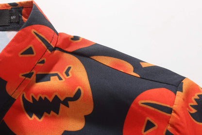 SSLR Mens Halloween Shirt, Short Sleeve Pumpkins Shirts Button Down Light Weight Causal (3X-Large, Black(249))