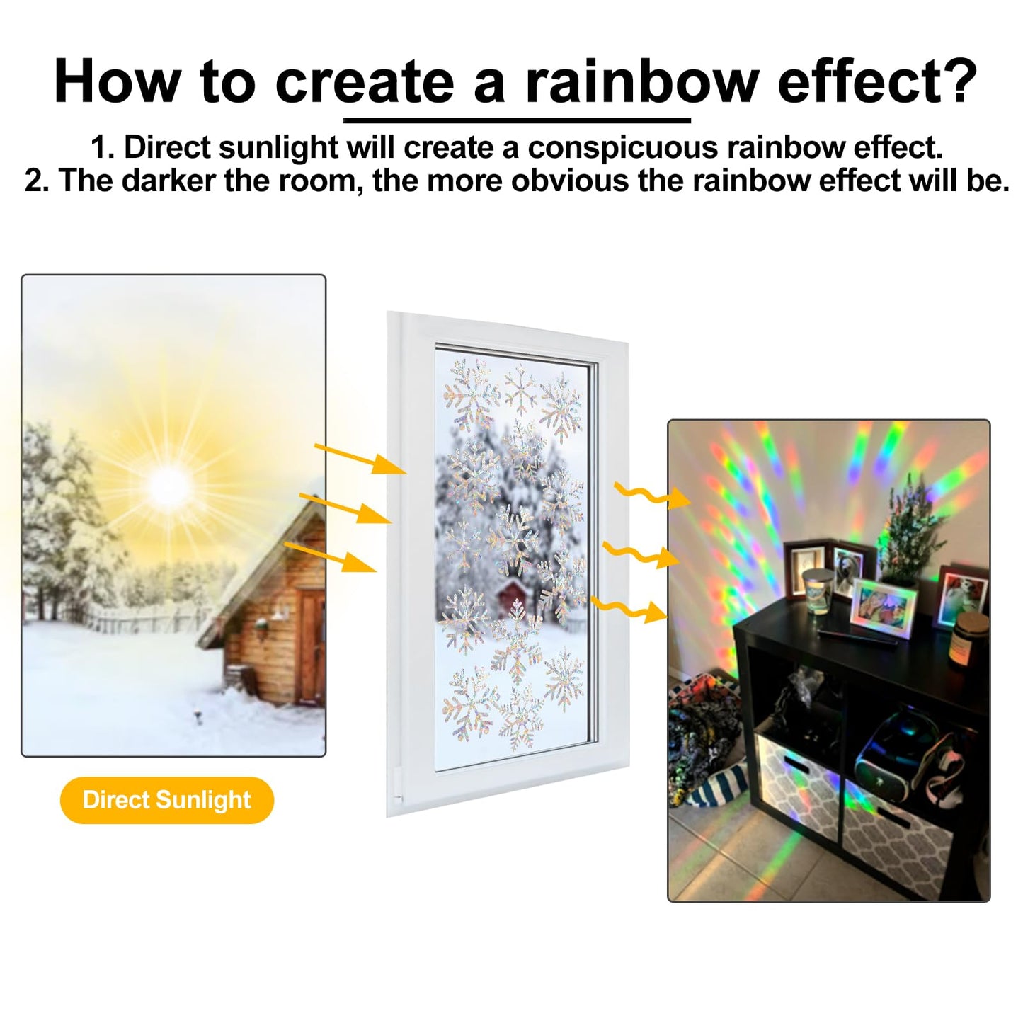 Snowflake Window Clings, YUOROS 55 Pieces Christmas Winter Decorations Window Stickers Bird Window Strike Prevention Stop Birds from Hitting (Snowflake)