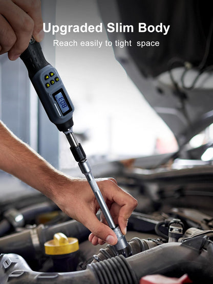 GROWNEER Digital Torque Screwdriver, 2.66-53.1 in-lbs/0.3-6 Nm, 1/4'' Drive Inch Pound Torque Screwdriver Electrician with Buzzer & LED Indicator, 27 in 1 Set