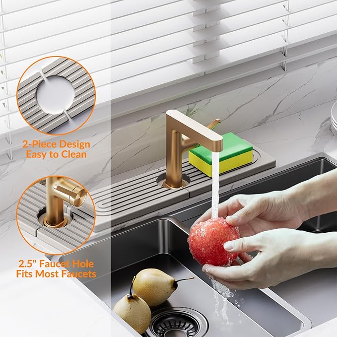 15.7 Inch Stone Faucet Mat for Kitchen Sink Splash Guard, Diatomite Sink