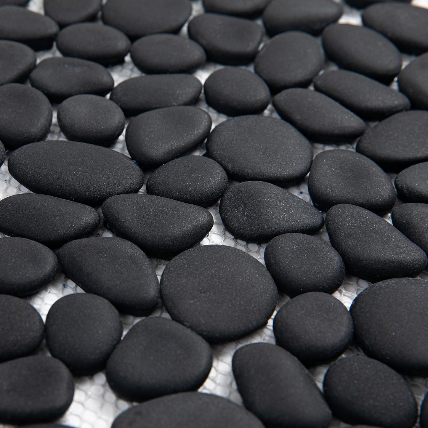 Lovdeco Pebble Tile Shower Floor, Pebble Mosaic Backsplash for Wall, Stone Tiles for Bathroom and Outdoor Garden, 5 Sheets, Black