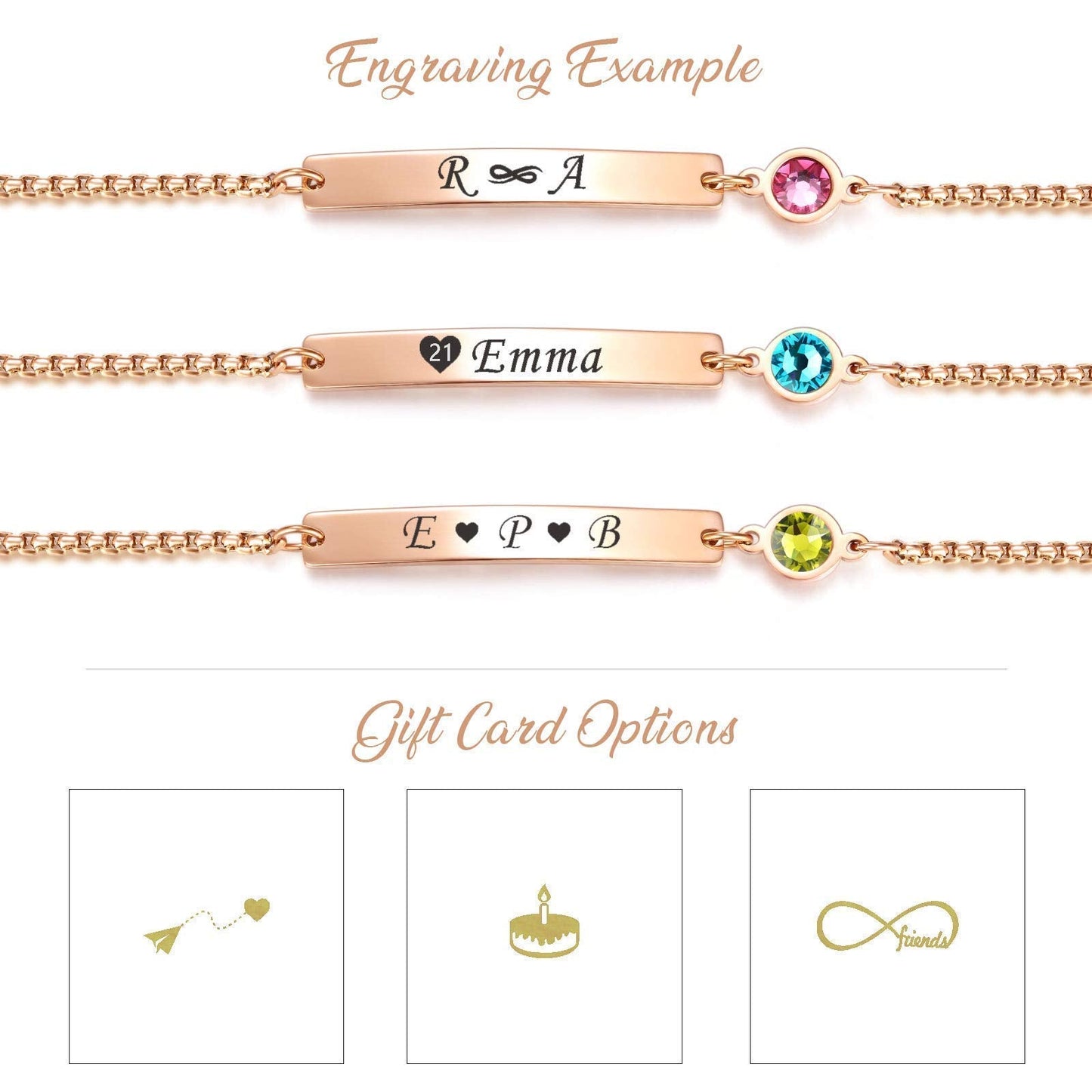 TMT Personalised Birthstone Bracelets Gift for Birthday Friendship Mum Auntie Sister 18th 21th 30th 40th 50th 60th 16th 13th Her Women Girl Best Friend