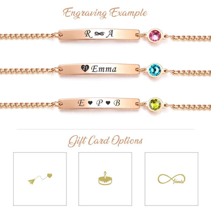 TMT Personalised Birthstone Bracelets Gift for Birthday Friendship Mum Auntie Sister 18th 21th 30th 40th 50th 60th 16th 13th Her Women Girl Best Friend