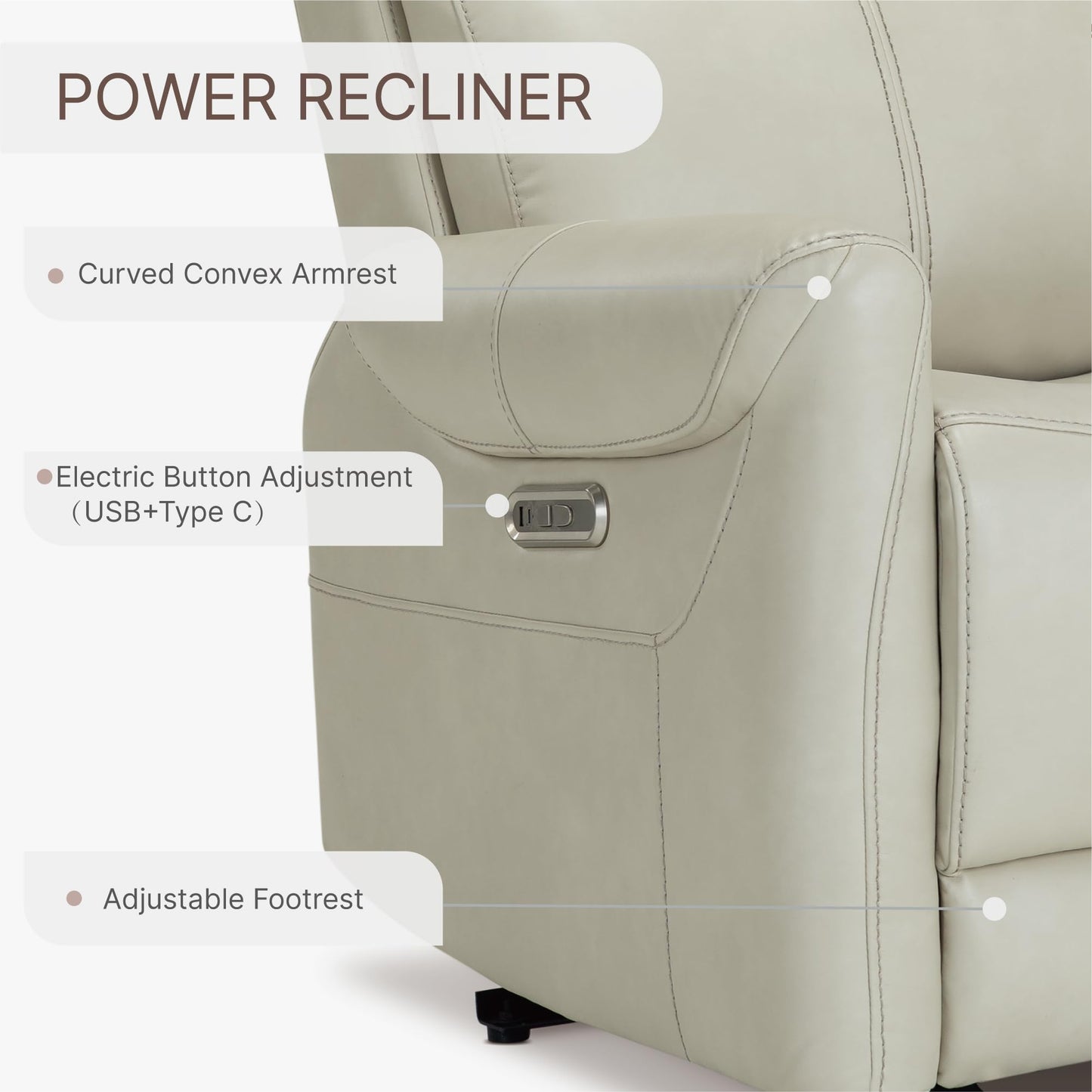 KISLOT Leather Recliner Chair Set of 2, Wall Hugger RV Recliners with USB Charging Ports Electric Power Reclining Sofa for Living Room Home Theater Seating Bedroom