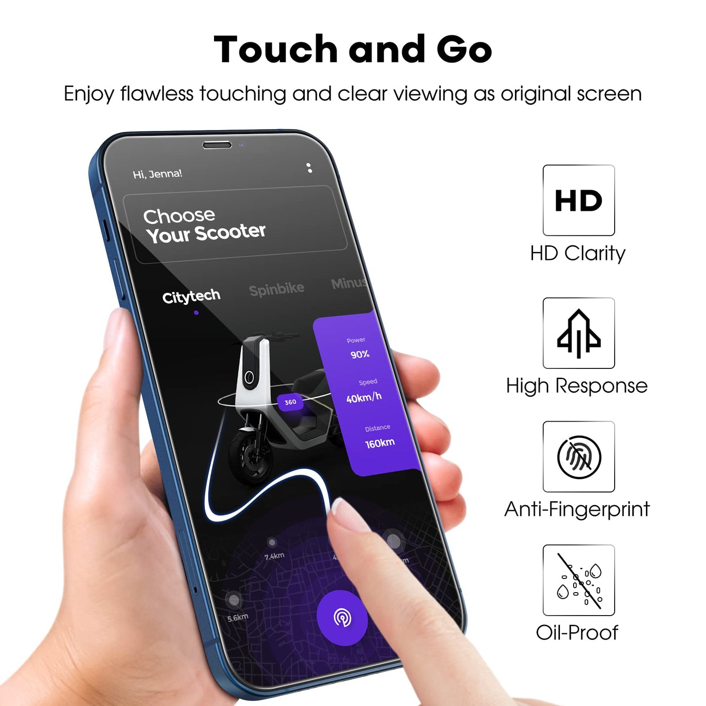 JETech Full Coverage Screen Protector for iPhone 16e 2025, iPhone 13/13 Pro 6.1-Inch, Tempered Glass Film with Easy Installation Tool, Case-Friendly, HD Clear, 3-Pack