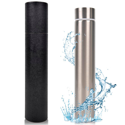 ChezMax Slim Thin Stainless Steel Vacuum Insulated Water Bottle Leak Proof Eco-Friendly Travel Cup Sports Drink Bottle 8.8OZ Silvery