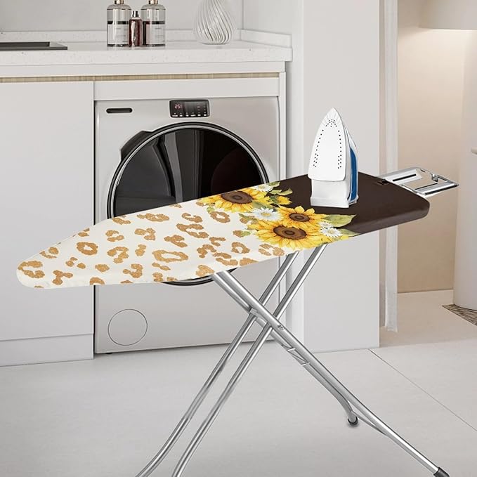 GLENLCWE Sunflower Leopard Print Ironing Board Cover, 54x15 inches, Floral Iron