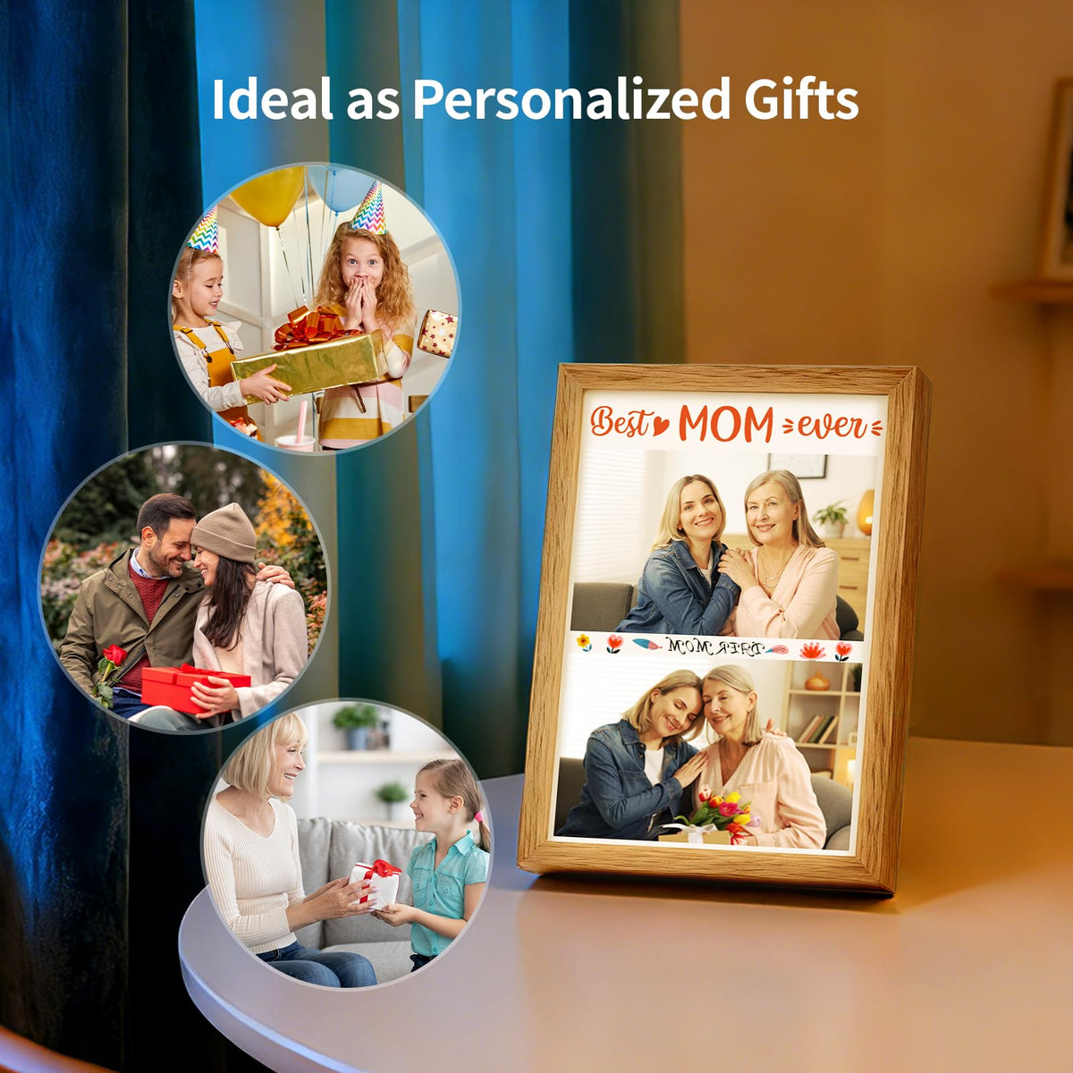 PYD Life 2 Pack A5 Night Light LED Photo Frames Panels with Sublimation Glass Sheets 5.9" x 7.87", with Wooden Frame 3 Light Modes, Custom Sublimation Blanks Night Lights for Tabletop Home Decor