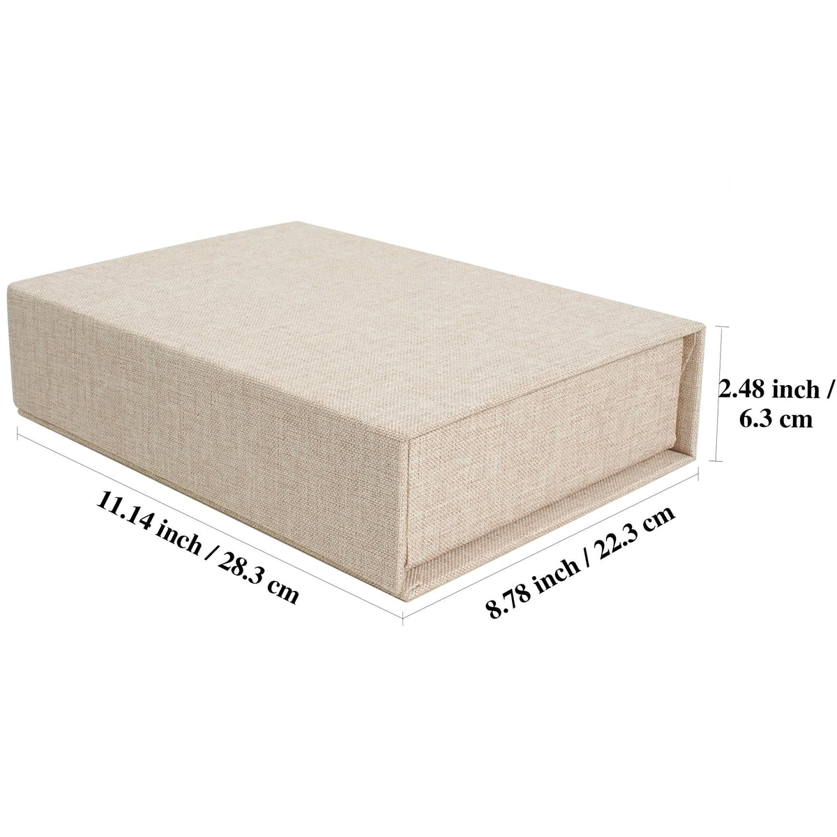 Hiwhy Photo Storage Box 8x10, Linen Memory Photo Box Perfect to Store Your Photo, Pictures, Certificates, Scrapbooking Supplies, Keepsakes and Jewelry Beige