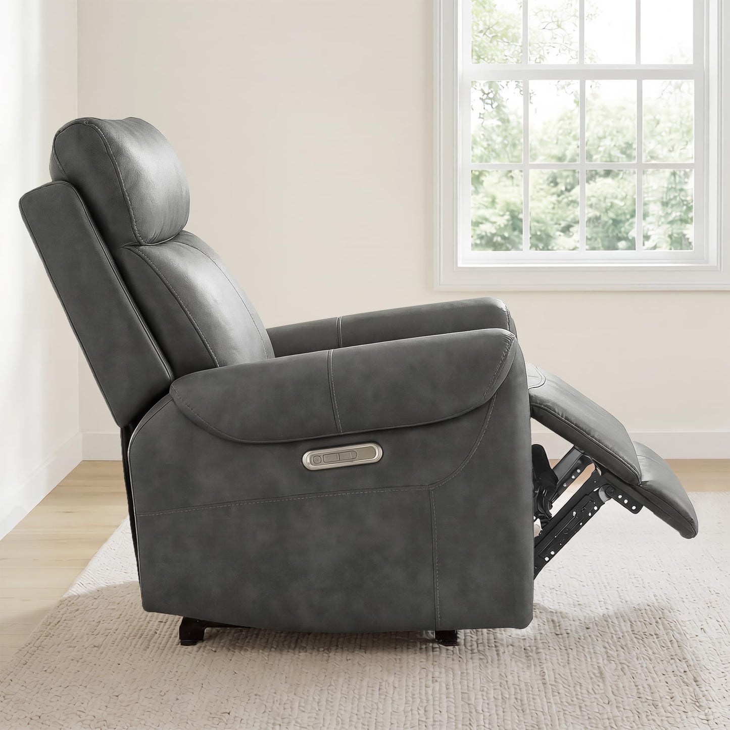 KISLOT Leather Recliner Chair Set of 2, Wall Hugger RV Recliners with USB Charging Ports Electric Power Reclining Sofa for Living Room Home Theater Seating Bedroom