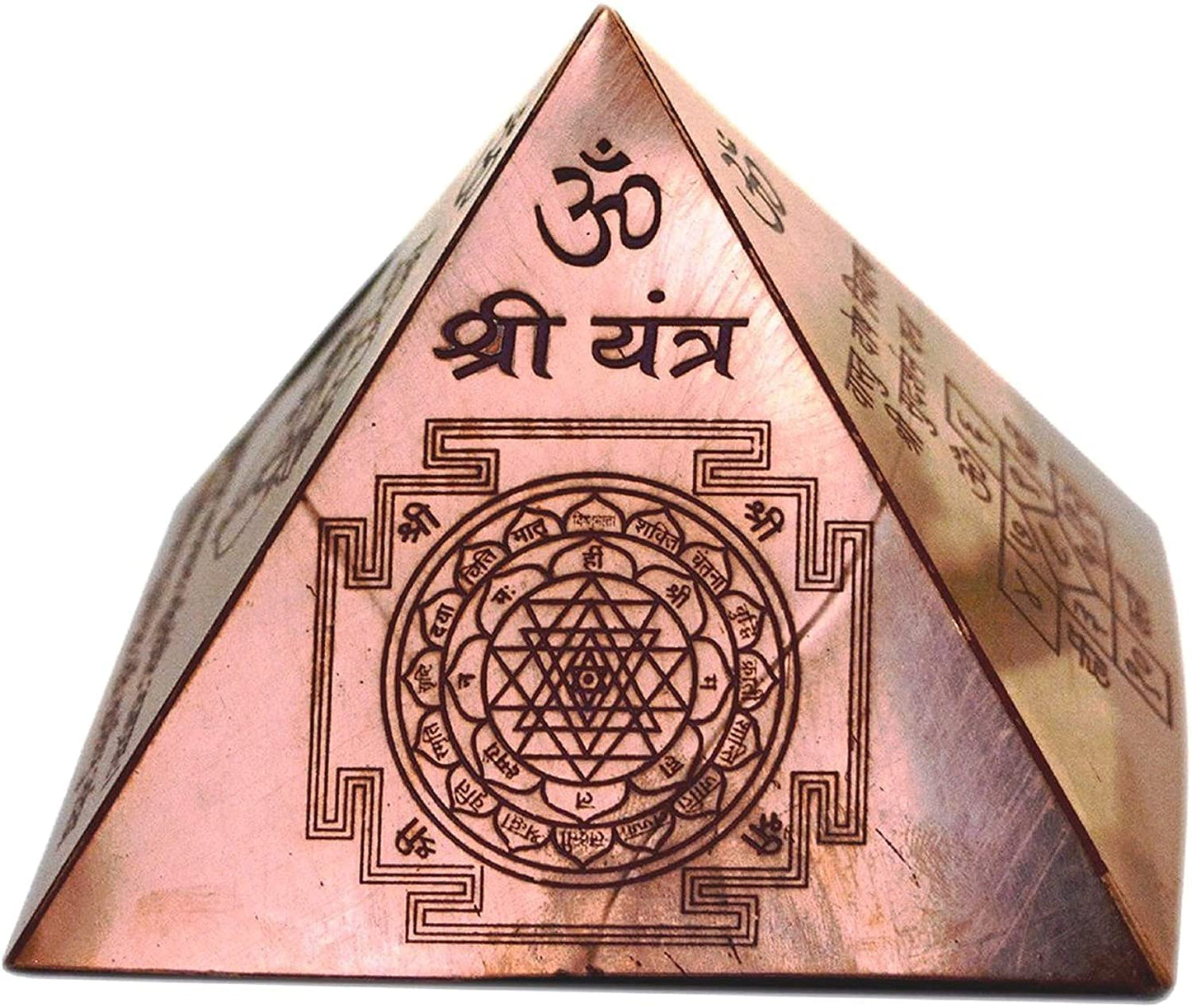 Organic Herbs Copper Vastu Pyramid with Syllable Mantra with Ganesha Figure, Shri Vaastu Dosh Nivaaran, Shri Kuber Mantra
