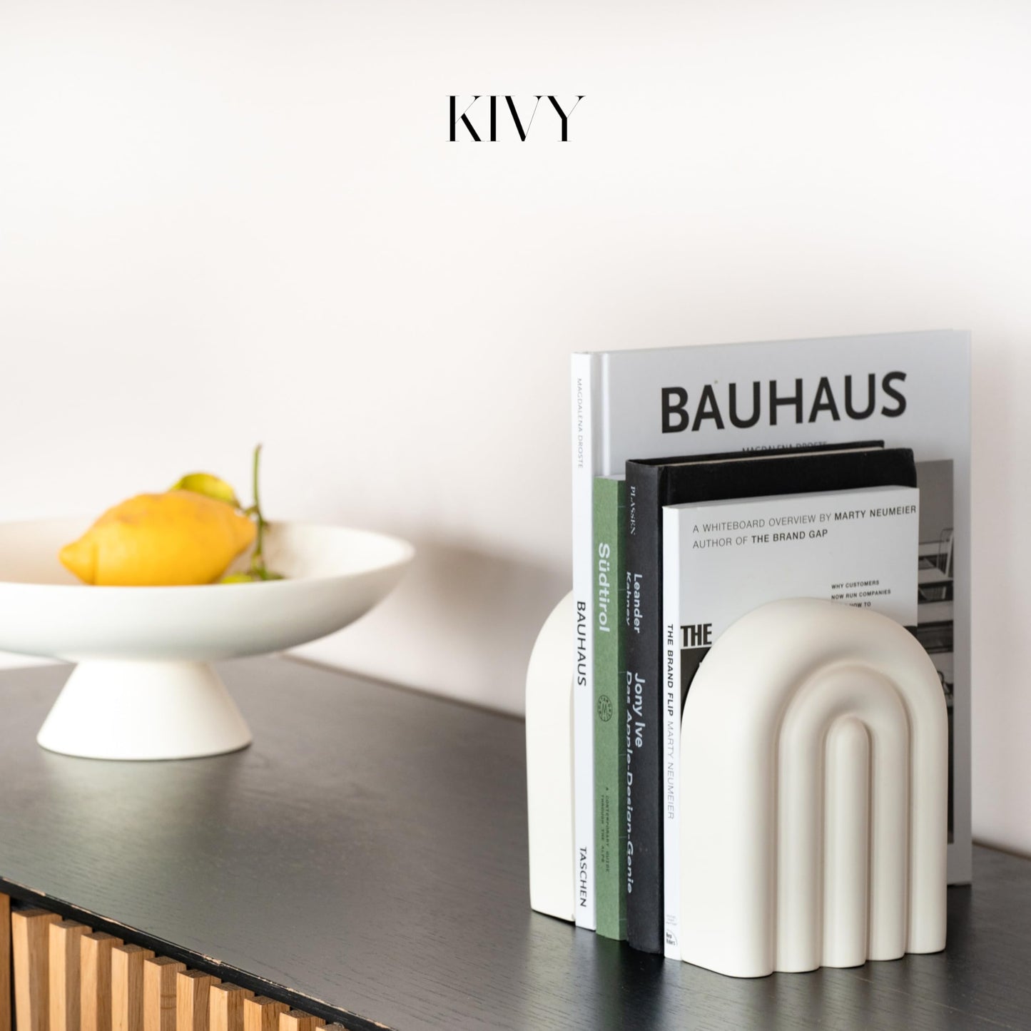 KIVY Concrete Book Ends for Shelves [Heavy Duty BOOKENDS] - Bookends Decorative for Heavy Books - Modern Trendy Book Ends - Book Stopper for Shelves - Book Holders