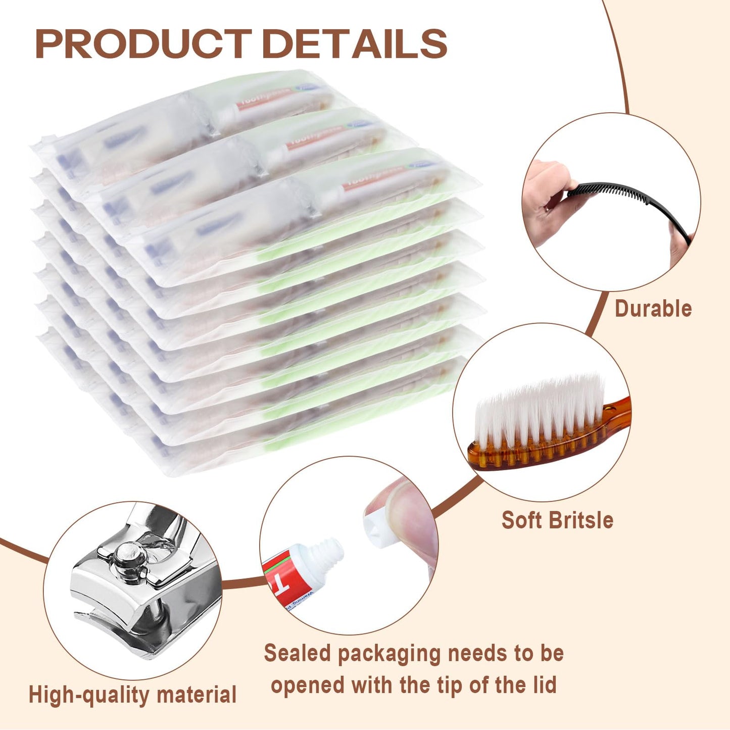 Gisdo Pack of 50 Travel Size Toiletries Kit Individually Packed,Personal Hygiene Kit for for Men, Women & Charity - Disposable Homeless Care Package Supplies Bulk