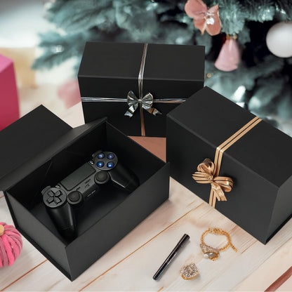 Schliersee 4Packs 9x6x4 Gift Box with Magnetic Lid for Present, Black Gifts Wrap Box for Mother's Day, Birthday, Wedding, Groomsmen Bridesmaid