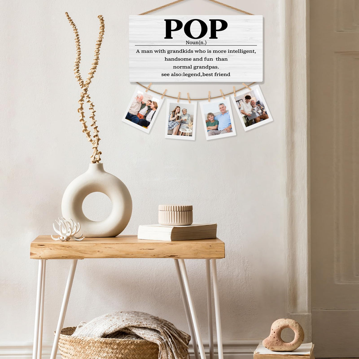 shiviody Pop Gifts Picture Frame Photo Holder for Wall, Best Grandpa Gifts for Christmas Birthday from Grandkids Granddaughters Grandsons, Grandpa Photo Hanging Display Picture Board for Wall Decor