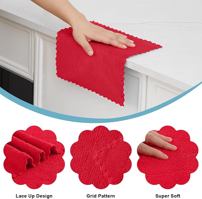 Homaxy 12 Pack Kitchen Dish Cloths, Super Soft and Absorbent Coral Velvet Dish