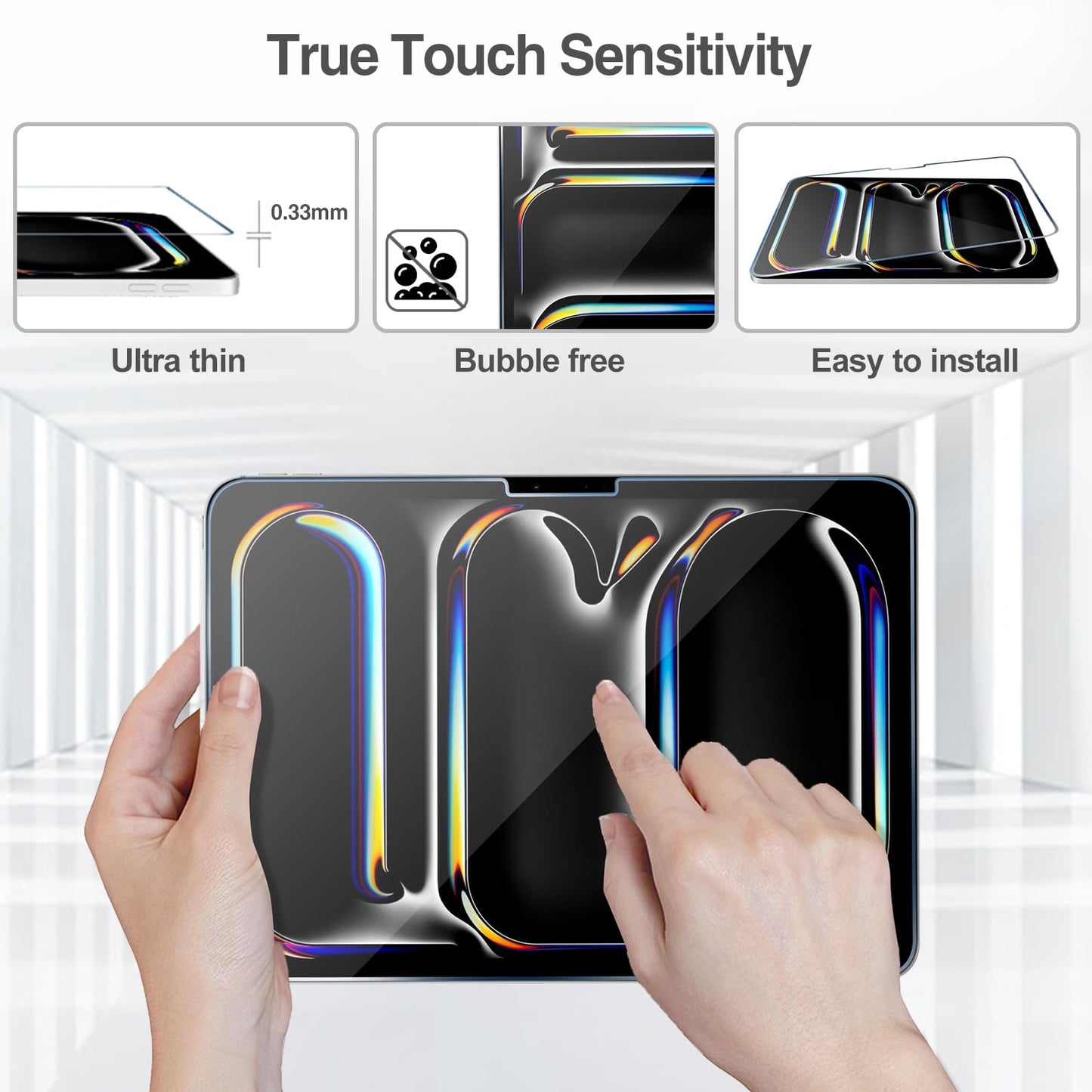ProCase 2 Pack Screen Protector for iPad 9th 8th 7th Generation 10.2 Inch (2021/2020/2019), Tempered Glass Film for A2602 A2603 A2270 A2197 -Clear