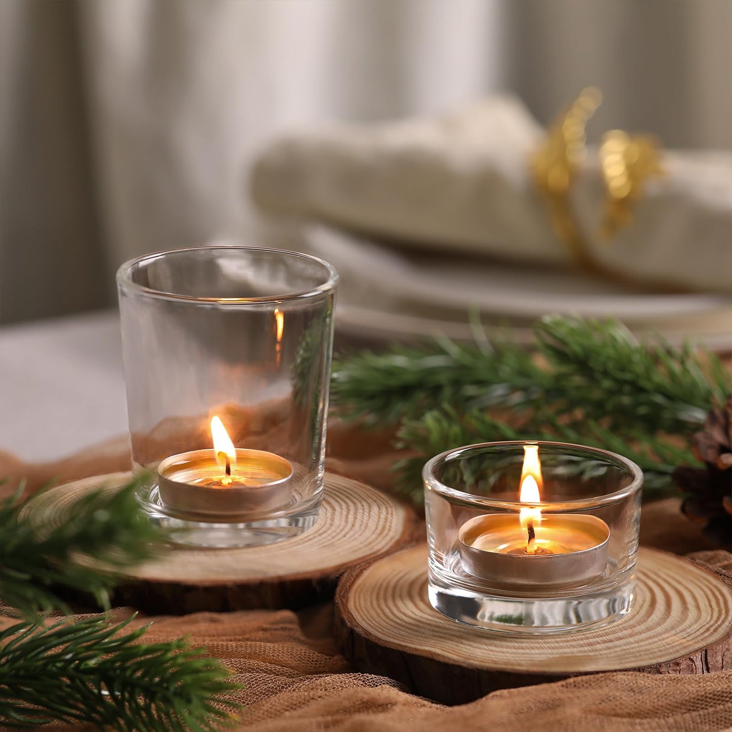 NITIME 12 Pcs Assorted Votive Candle Holders, Clear Glass Candle Holder for Floating Candles, Tealight Candle Holder for Table Centerpiece, Wedding and Party Decor