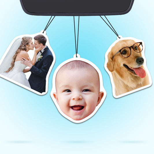 CDBUY Custom Air Fresheners with Picture - Personalized Double Sided Photo Air Freshener, Customized Air Freshener for Car Wardrobe Bathroom Hanging Ornaments (A5-Irregular Shape)
