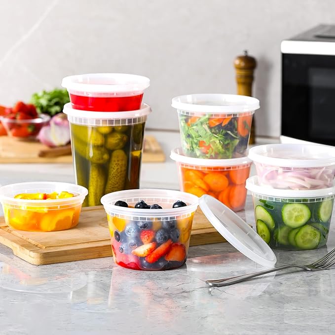 AOZITA 24 Sets Plastic Deli Food Containers