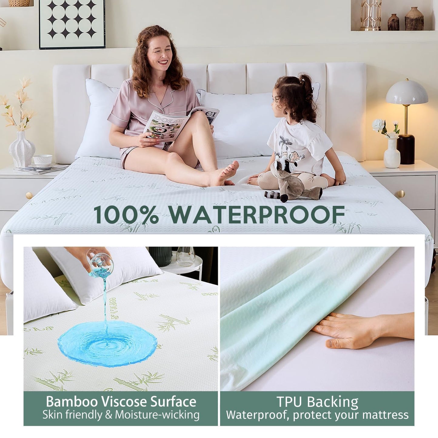 MUXHOMO 2 Pack Twin XL Mattress Protector, 100% Waterproof Mattress Cover Twin XL Size Bed, Cooling and Breathable Bed Pad Cover, Deep Pocket 8"-21"