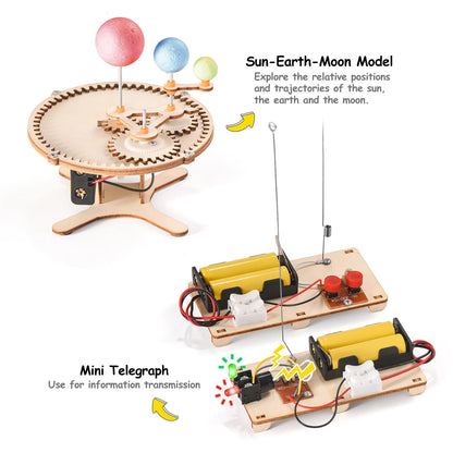 STEM Science Kits for Kids Ages 8-12 8-10, Wood Building Crafts Kits for Boys, STEM Toys for Ages 8-13 9 10 11 Year Old Gifts, Kids Science Engineering Experiment Projects, 3D Wooden Puzzles 10-12