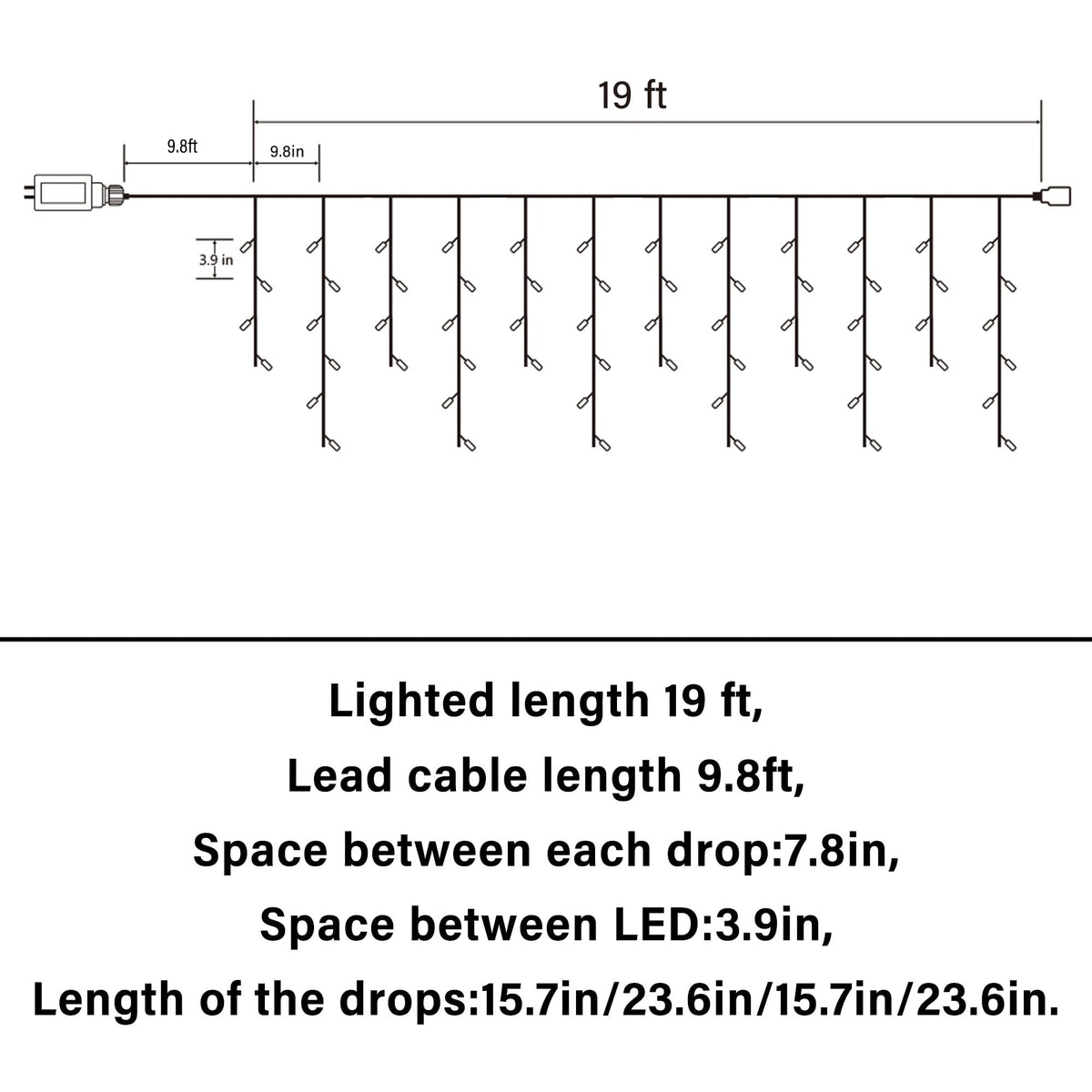 Lomotech Christmas Icicle Lights - 19Ft 8 Modes Waterproof Christmas Lights Connectable with Timer for Holiday, Wedding Party, Eaves, Christmas Decorations (White)