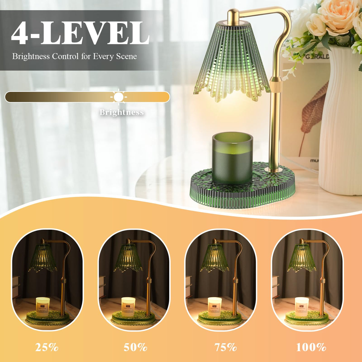WYghyronic Candle Warmer Lamp with Timer & Dimmable 4-Level Brightness - Adjustable Height,for New Home Bedroom, Gifts for Women (Green)