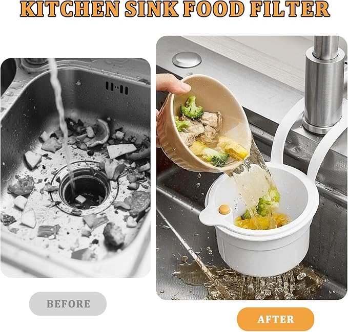Sink Strainer Basket with One-Touch Drain Mesh, Snap-On Strap & Detachable