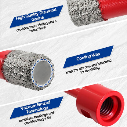 SHDIATOOL Dry Diamond Drill Core Bit 2pk Diameter 6mm Vacuum Brazed Drilling Porcelain Tile Granite Marble