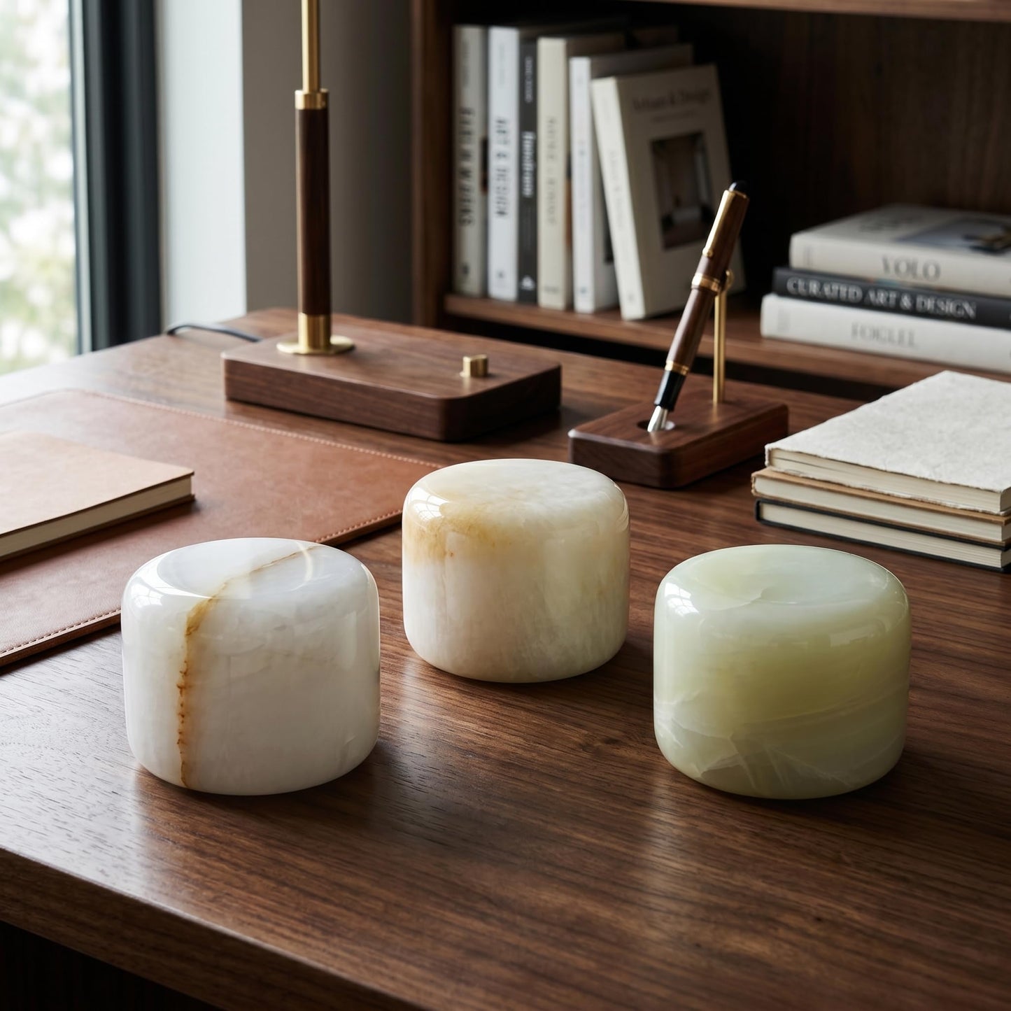 Lierlava Natural Marble Lamp, Cordless Rechargeable Marble Tap Light, 3-Way Dimmable Ambient Stone Glow Lamp, Portable Zen Decor Gift for Bedroom Desk Shelf (Granite with a Jade-Like Texture)