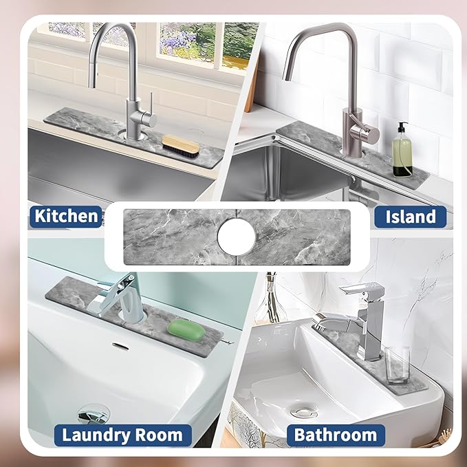 Kitchen Sink Splash Guard: Kitchen Faucet Mat, Diatomaceous Earth Sink Faucet