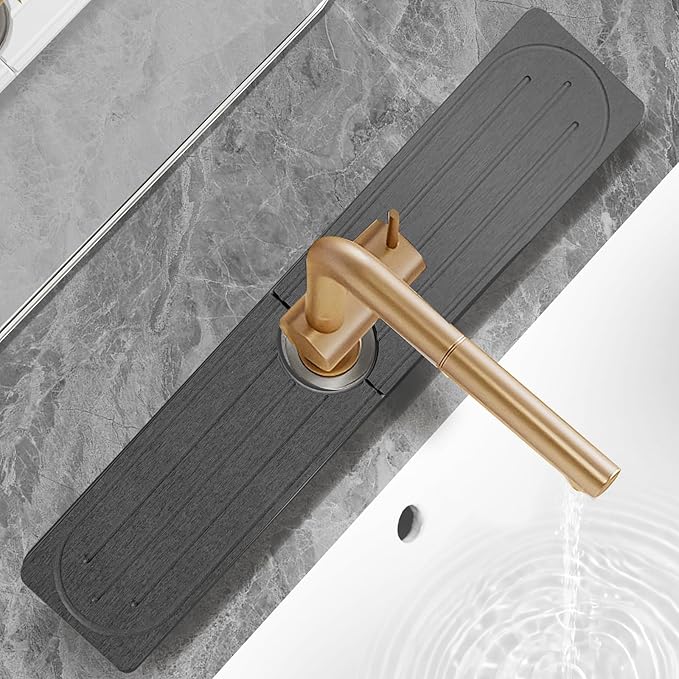 Stone Faucet Mat for Kitchen Sink, Diatomite Fast Drying Absorb Moisture Tray