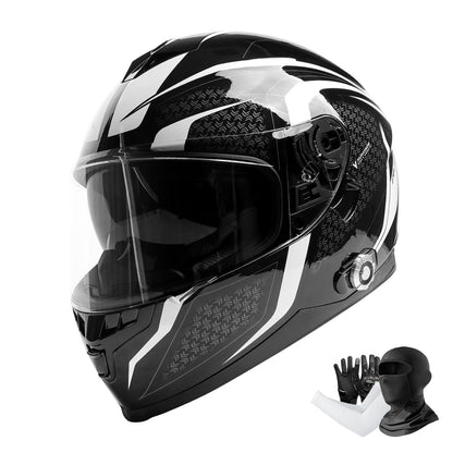 Bluetooth Motorcycle Helmet FreedConn BM12 DOT Full Face Bluetooth Helmets Motorcycle Dual Visor Helmet with Integrated Intercom System/ 2~3 Riders Pair/ 500M/ FM/ MP3/ Voice Dial (Multi-Color, XXL)