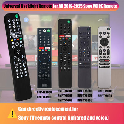 Universal Backlit Remote for Sony TV, for All 2019-2025 Sony Remote Control for Smart TV with Voice Control, Replacement Remote for Bravia XR/XBR/KD Series Google TVs, Backlight, 1 Year Full Warranty