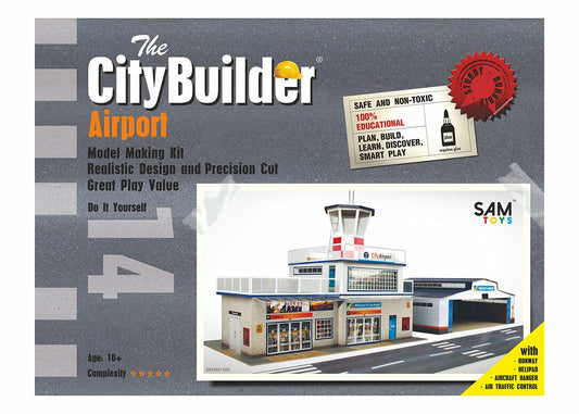 The CityBuilder Airport & Hanger Cardboard Model Making Kit - O Scale Model Railroad Building