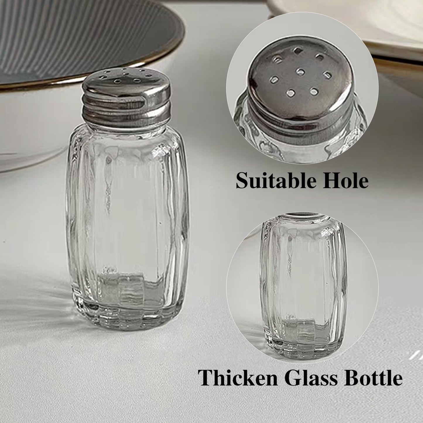 10pcs Salt and Pepper Shakers, Salt Pepper Shakers, Salt and Pepper Shakers Set, Small Glass Salt Shaker Bottle for Kitchen