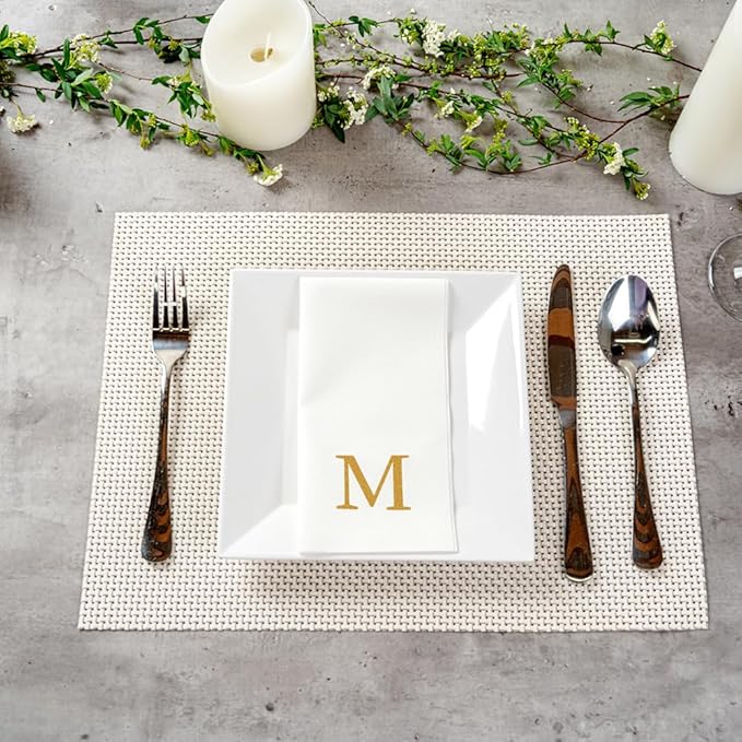 Luxenap 15.8 X 7.9 Inch Linen-Feel Guest Towels, 50 Lettered Hand Towels