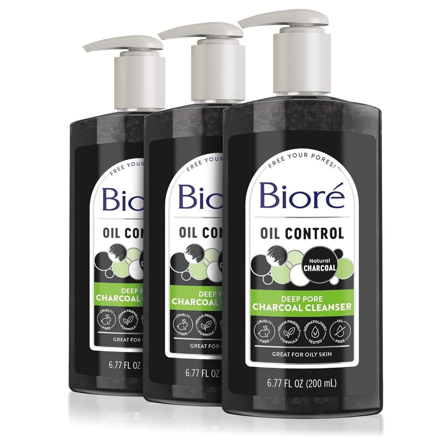 Biore Deep Pore Charcoal Face Wash, Daily Facial Cleanser for Dirt & Makeup Removal, for Oily Skin, 6.77 Oz