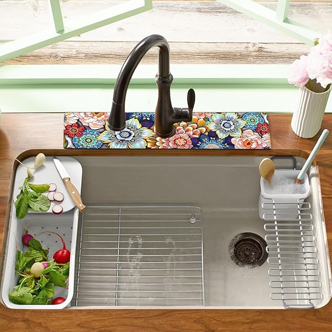 24.5" x 15.5" Dish Drying Mat & 24" x 5.5" Sink Splash Guard, Super Absorbent