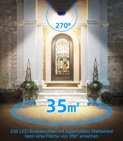 Solar Security Lights Outdoor Garden: 248 LED Solar Powered Outside Light 3 Modes Motion Sensor and 270°Wide Angle IP65 Waterproof Solar Power Wall Lighting For Fence Flood Door Garage Yard 4 Pack