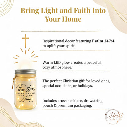 Christian Gifts for Women - Bible Verse Jar with Fairy Lights - Encouragement Gifts for Women - Christian Gift for Teen Girls & Adults - Mason Jar Lights - Decorative Jars with Bible Verses