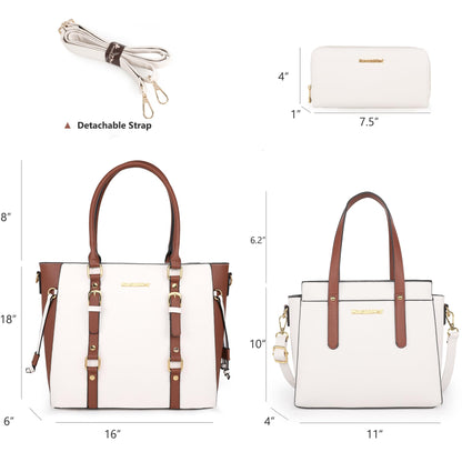 Montana West 3PCS Purses for Women Tote Bag and Wallet Set Shoulder Satchel Crossbody Bags Leather Handbag for Gift Travel Casual Work MWC3-C032WABR