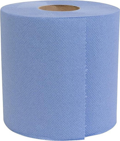 Blake & White Centrefeed Blue Rolls 6 Pack - Purely Smile 2 Ply Tissue Roll for Wiping Surfaces & Drying Hands - 400 Sheets Strong & Ultra Absorbent Blue Roll | PS1214