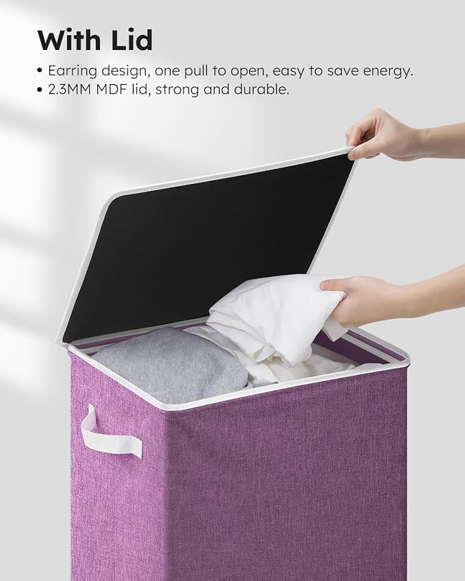 SOLEDI Laundry Hamper with Lid 100L Large & Tall Collapsible Laundry Basket