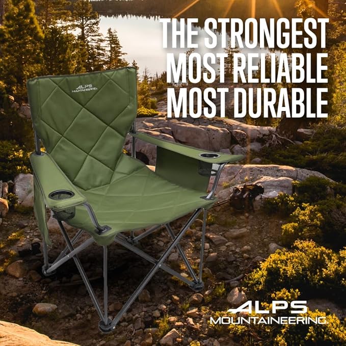 ALPS Mountaineering King Kong Camping Chairs for Adults with Mesh Cup Holders and Pockets, Built Durable and Reliable with Compact Foldable Steel Frame
