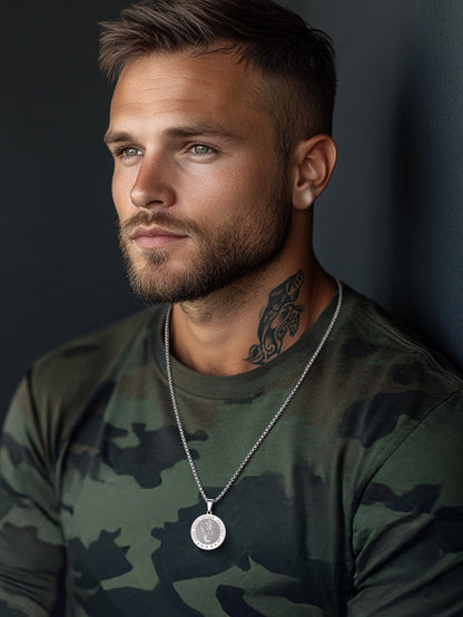 FaithHeart St Christopher Necklace for Men Protective Jewellery Childrens Saint Christopher Pendant with Sturdy Chain Stainless Steel Catholic Necklaces Womens Gifts for Birthday
