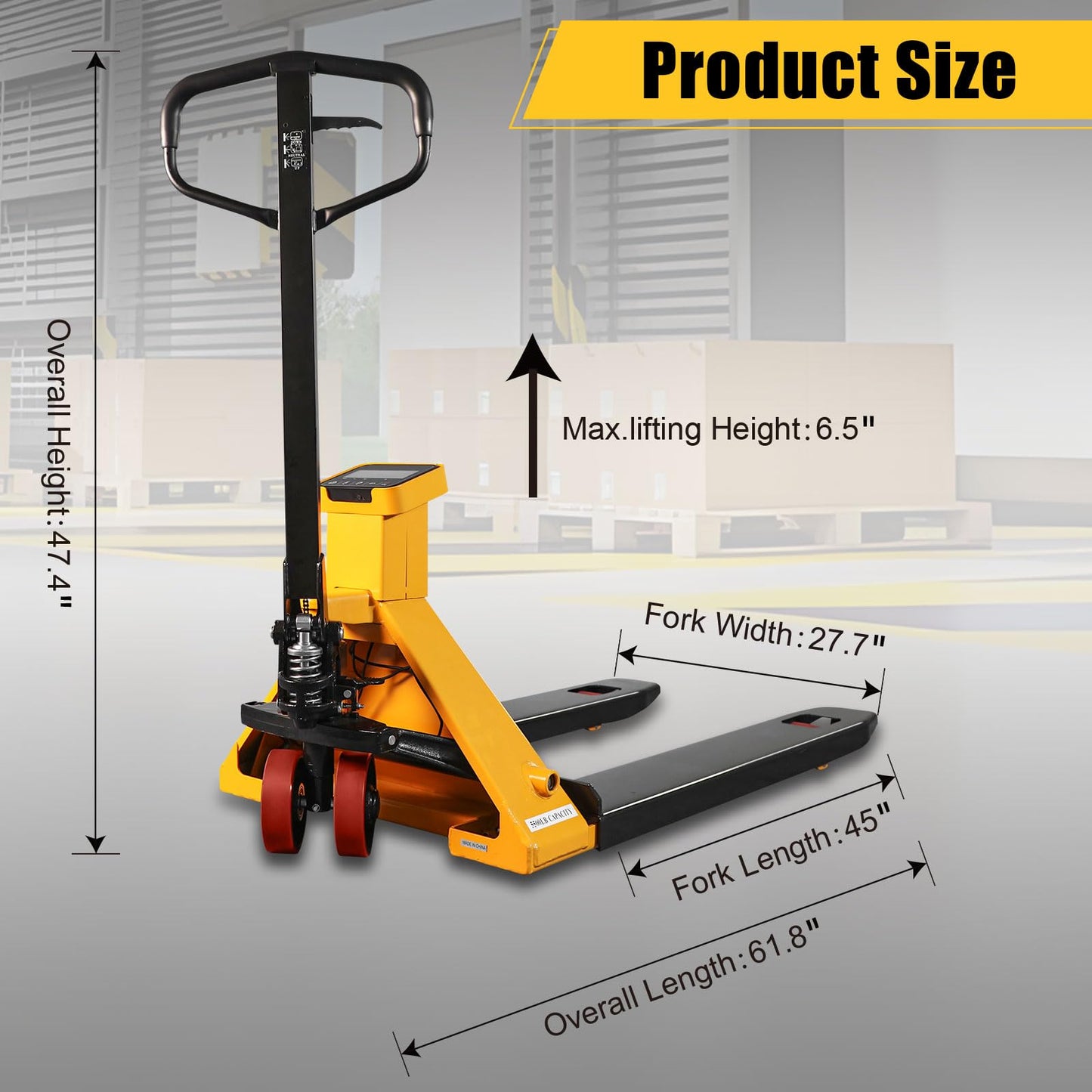 APOLLOLIFT Scale Pallet Truck, Hydraulic Hand Pallet Jack Trucks 5500Lbs Capacity, 27.7" x 45" Forks