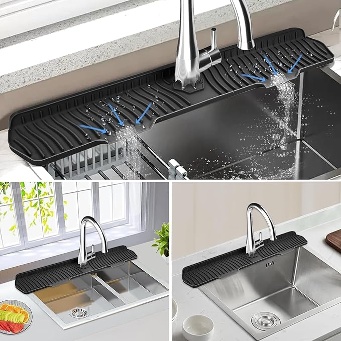 Kitchen Sink Splash Guard Gen2-30" x 6'' Silicone Sink Mat Splash Guard fit