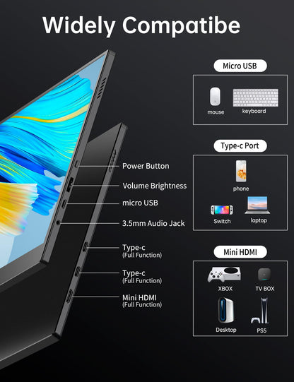 Small Portable Monitor 10.5" 400 Nits 15:10 FHD 1280P IPS Screen, Ultra-Slim Mini Monitor w/Smart Cover & Speaker, USB C HDMI HDR Portable Gaming Monitor, Travel Monitors for Laptop PCs